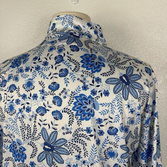 Stella Parker Top Women Size XXL Blue Floral 1/4 Zip Pullover Active UPF 50 Golf - Picture 7 of 11